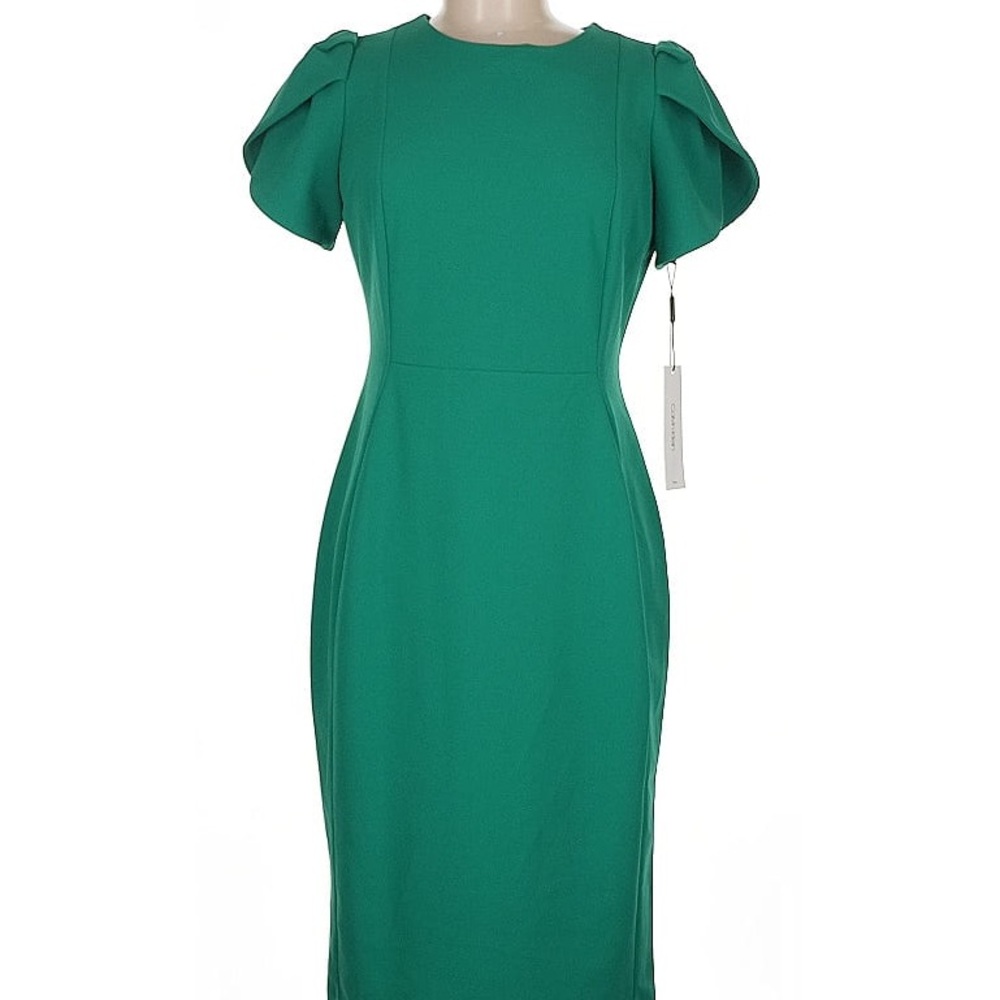 Calvin Klein Green Tulip-Sleeve Sheath Dress